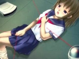 Anime beauty in school uniform masturbating pussy