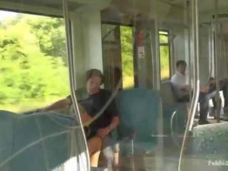 Pretty Carla sucking fat big putz in a train